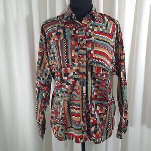 Vintage Stage West 90s Geometric Print Button Western Shirt Mens Med/Womens Lg
